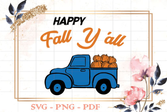 Happy Fall Yall Blue Pumpkins Truck SVG Review