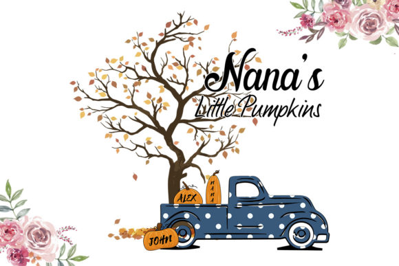 Nana s Little Pumpkin Blue Polka Dot